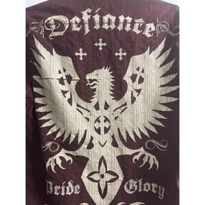 Eighty Eight Men's Maroon Distress Long Sleeve Button Down Shirt Defiance XL EUC